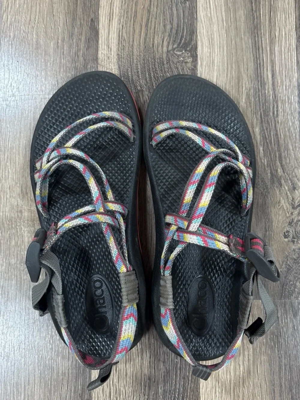 Chaco Neutral Brown Sandal with Multicolor Woven Strap